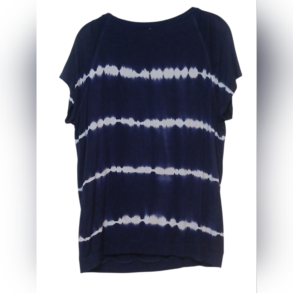 Maria Gabrielle - NWOT, Purple Tye-Dye, Short Sleeve Blouse, Crew Neck, Front... - Picture 7 of 10